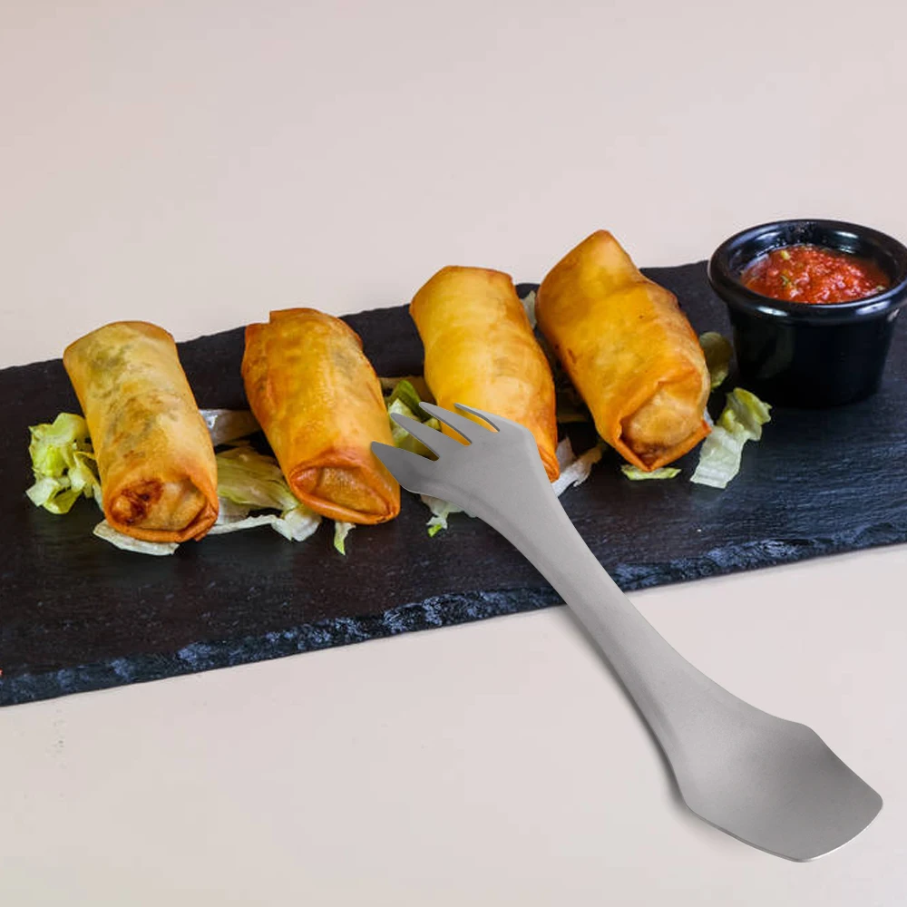 Ложка Вилка из титана 2 в 1 ложка для пикника путешествий кемпинга|Столовые