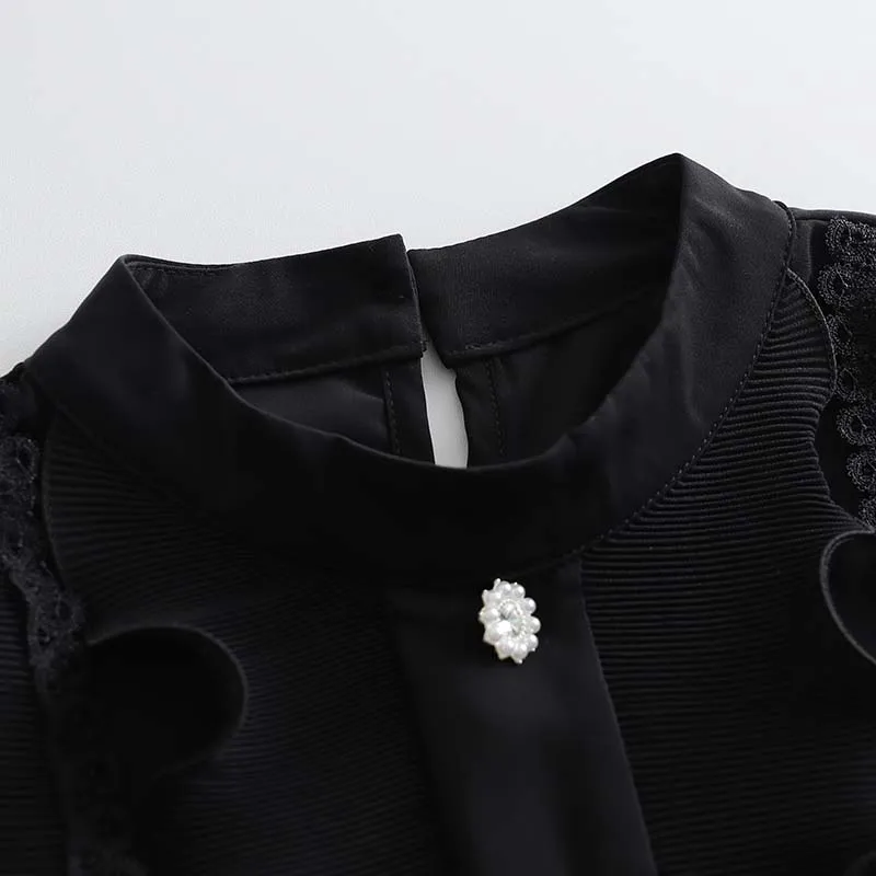 

Kimutomo Vintage Ruffles Flare Sleeve Blouse Women 2021 Spring Korea Chic Ladies O-neck Single Breasted Solid Shirt Elegant