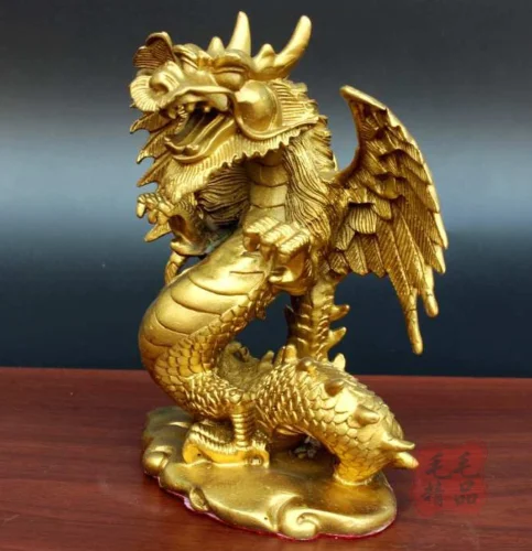 Китайская антикварная Статуя Дракона зодиака из чистой меди | Дом и сад