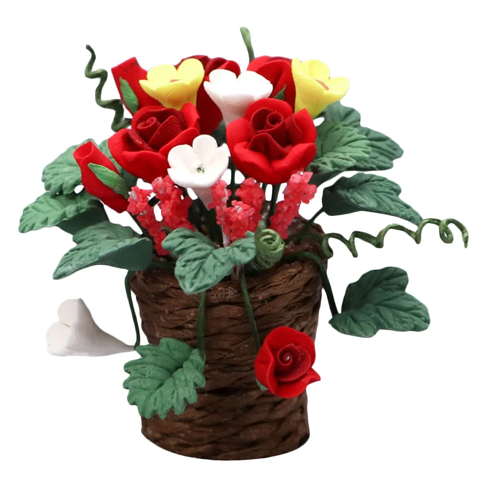 

1pc Mini Garden Ornaments Miniature Floral Landscape Flower Pot Flower Decor