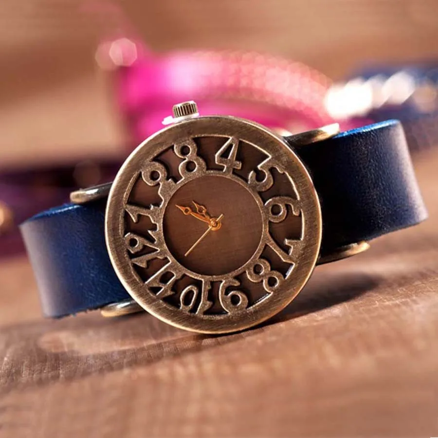 Shsby New Roma Style Vintage Digital Hollow Out Genuine Cow Leather Strap Watches Women Dress Watches Female Quartz Watch