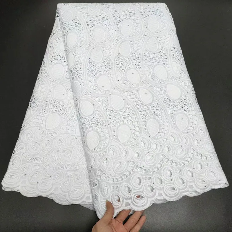 Party Q Latest Design 100% Cotton African Lace Fabric 2021 High Quality  Pure White Nigerian Swiss Voile  In Switzerland
