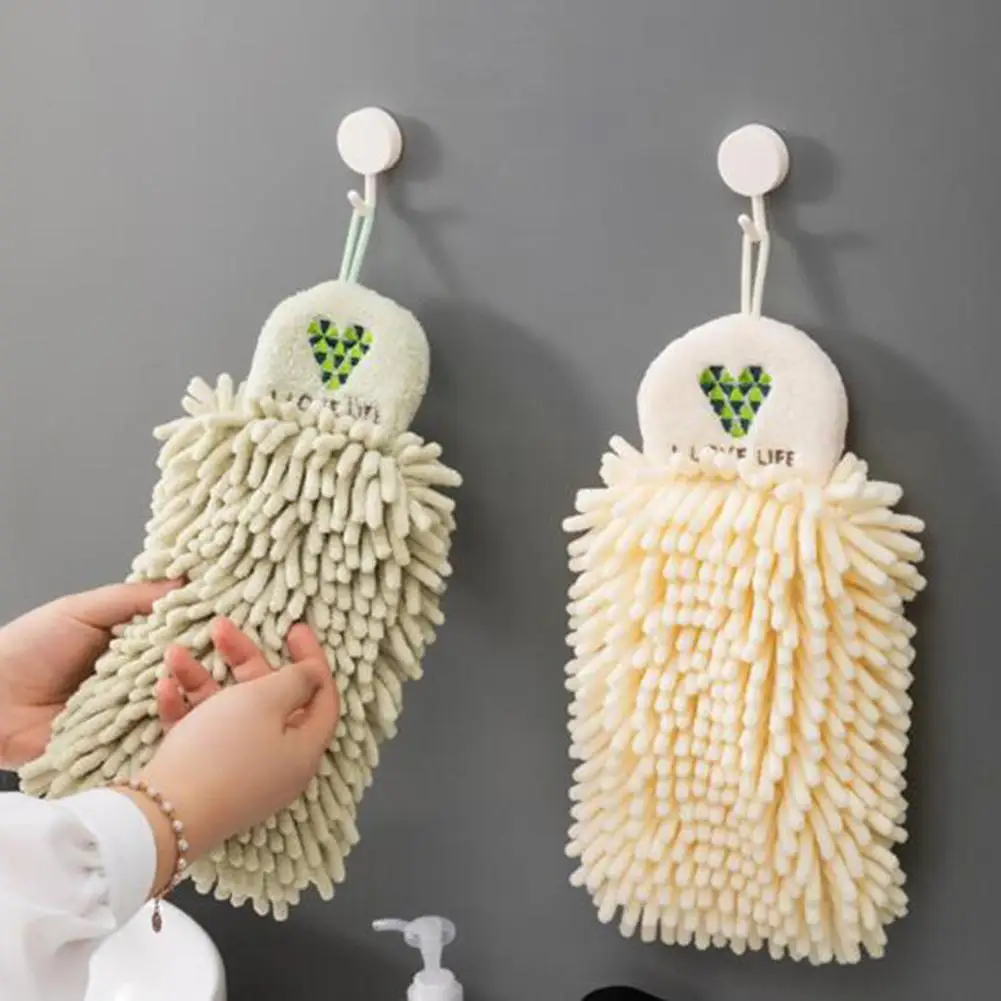 

Wipe Hand Towels Chenille Hanging Absorbent Kitchen Embroidered Cleaning Tool Soft Touch Hand-Cleaning Bathroom Home Health