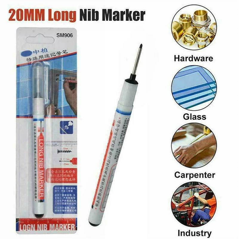Hot Sale 1pc 3 Color Long Head Markers Bathroom Woodworking Decoration Multi-purpose Waterproof Deep Hole Marker Pens Dropship | Дом и сад