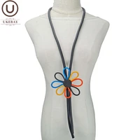 ukebay new multicolor flower pendant necklaces women long statement necklace big clothes chain boho designer luxury jewelry gift