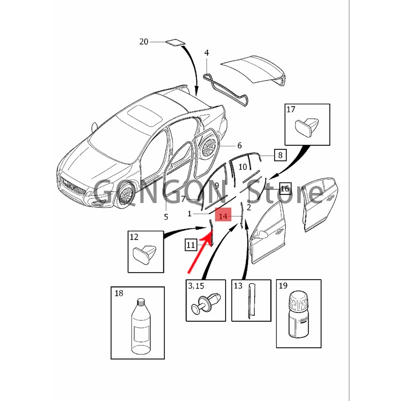 

Автомобильный уплотнитель 2011-2019 vol vov60 cross country v60 s60l s60 cross country s60, резиновые полоски для дверей, наружная отделка двери Shark