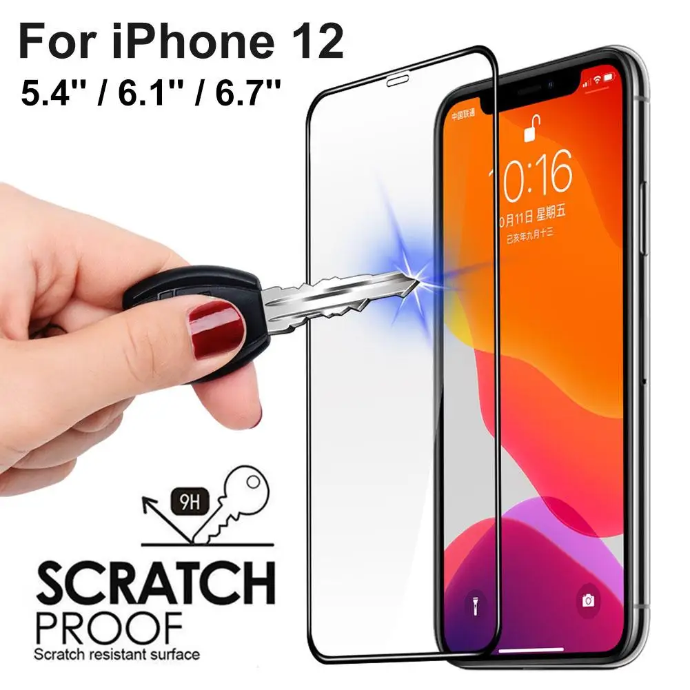 

For Iphone 12 Series 5.4/6.1/6.7 Inch 9d Full-Screen Protective Tempered Glass Film 10h Scratch-Resistant Glass Tempered Film