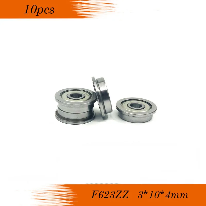 F623ZZ ABEC-5 (10 шт./лот) 3x10x4 мм миниатюрные фланцевые радиальные шарикоподшипники с