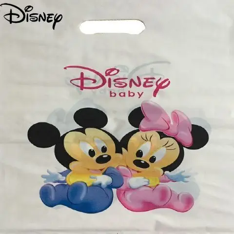 

Disney Cartoon Mickey Gift Bag Plastic Tote Bag Four-finger Bag Shopping Bag Thick Clothing Bag 10 Pcs