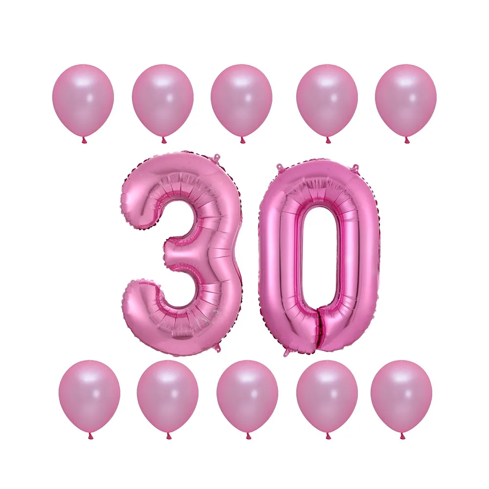 12 шт./лот 30/40 дюймов розовое золото с цифрой фольги гелиевые шары 30-летние