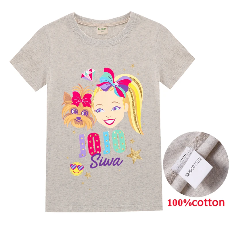 JOJO SIWA/Летняя одежда модная футболка хлопковые топы для девочек детские рубашки с