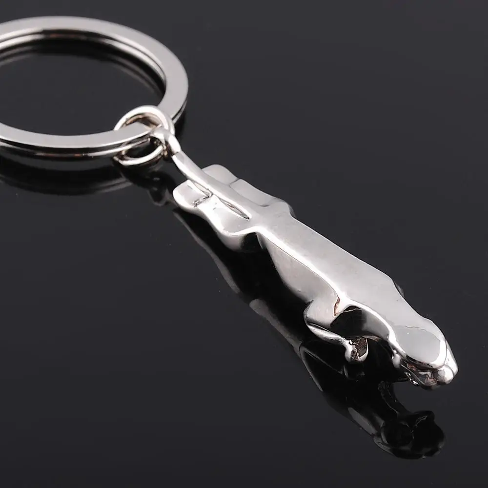 

Classic Silver Color Stainless Steel Leopard Keychain Jaguar Car Keyrings Fine Bag Key Chains Two Types Creative Jewelry