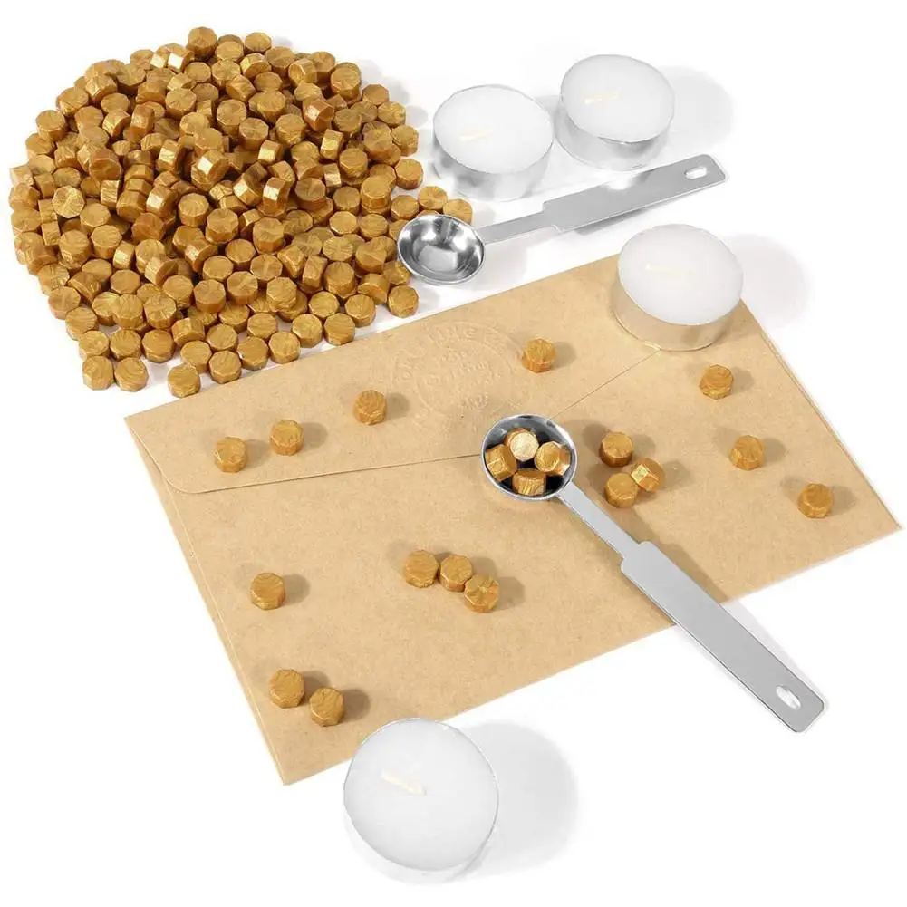 Набор из 100/300 шт. ВОСЬМИУГОЛЬНОГО воска для запечатывания серебряная ложка