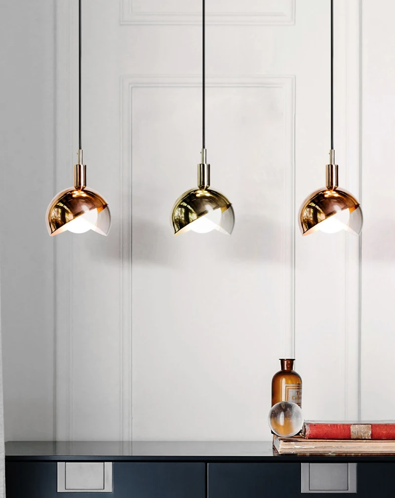 

Nordic Brushed Brass Glass Ball Pendant Light Fixture For Living Dining Room Restaurant Chrome Ball Pendant Light