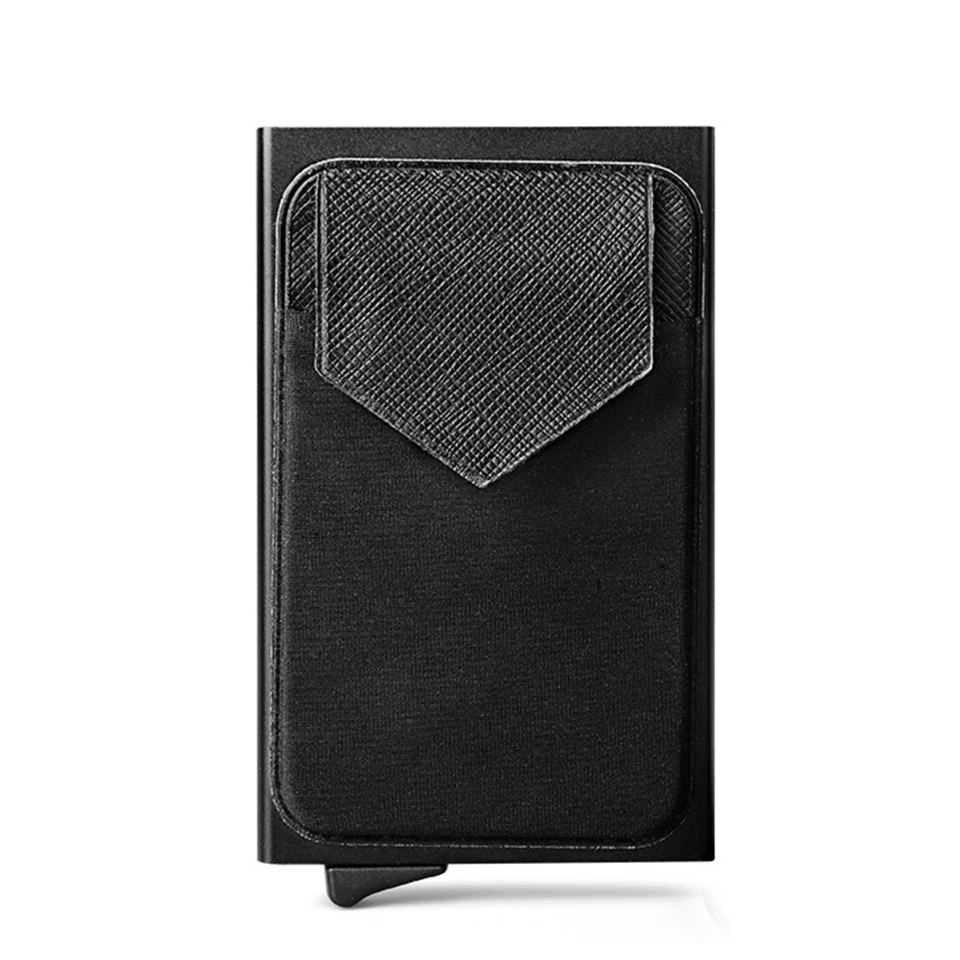 black A Oswego алюминиевый держатель для кредитных карт кошелек с эластичным задним мешком RFID держатель для банковских карт автоматический футляр для удостоверения личности унисекс - Цвет: black A