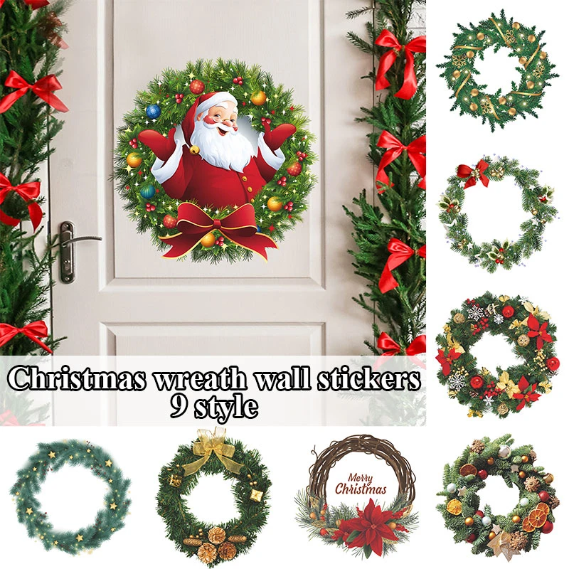 

Glass Sticker Decoration Dustproof Christmas Wreath Wall Sticker Waterproof Window Sticker Beautiful Decorative Wall Sticker
