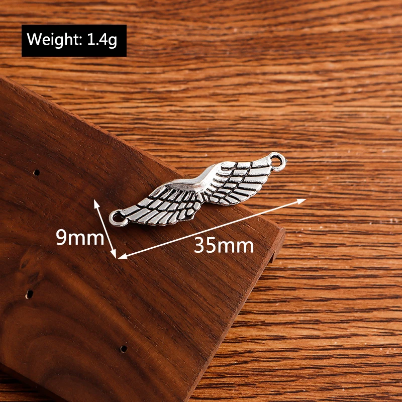 

30pcs 35*9mm Alloy Angel Wings Charms Connectors Fit Necklaces Bracelets DIY Making Handmade Craft Jewelry Findings