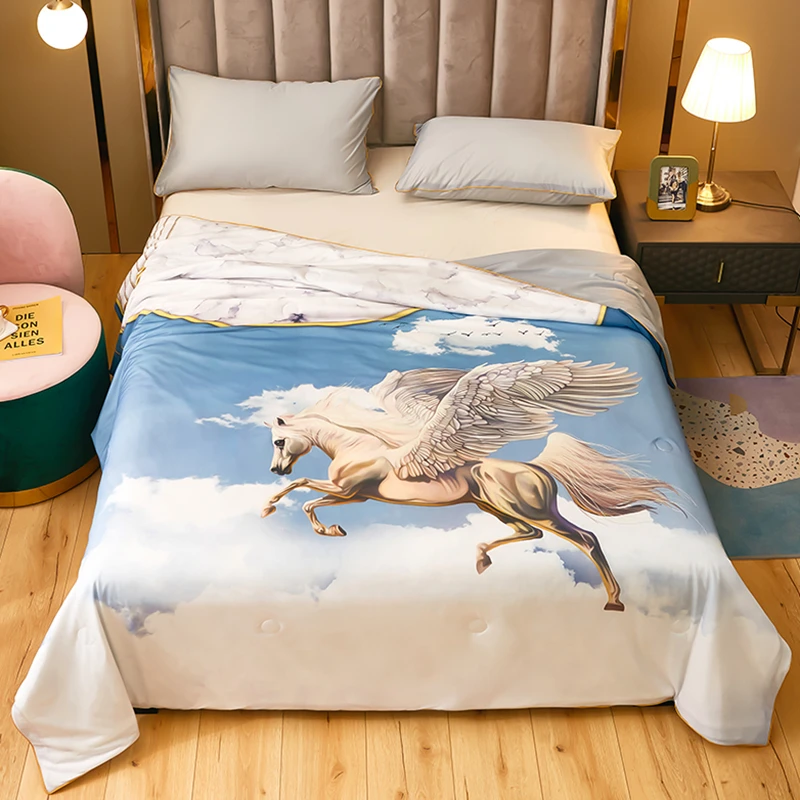 

Летнее одеяло Tencel шелковая печать 200*230 домашний текстиль кондиционер одеяло 1 шт. Бесплатная доставка #/