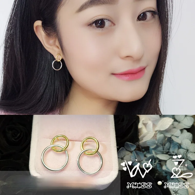 

925 Silver Plated New Fashion Simple Hollow Round Earrings Suitable for Female Wedding Lovers Geometric Handmade Jewelry