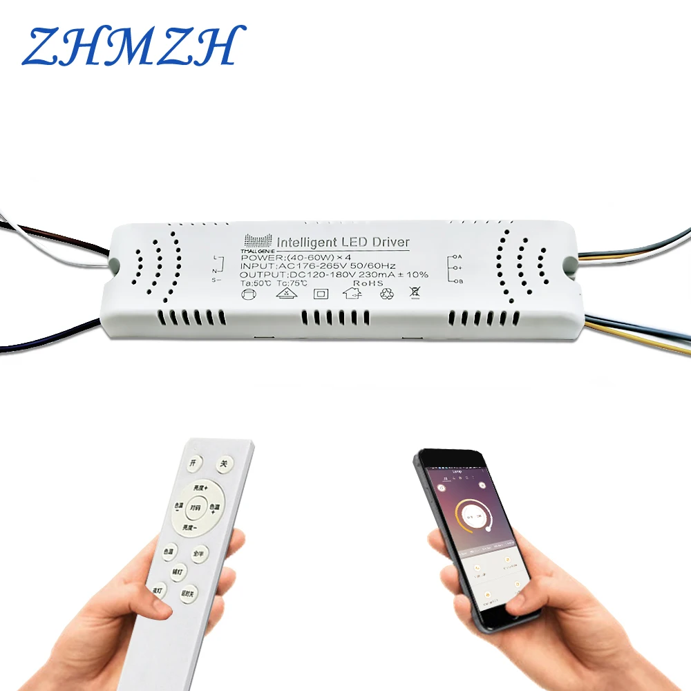 Controlador LED con Control remoto inteligente, fuente de alimentación con controladores de corriente constante de 230mA, AC220V, 24-40W, 40-60W, 2,4G