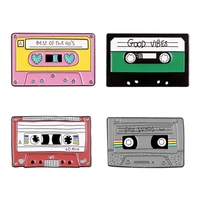 2021 colorful audiotape shaped brooch cassette metal enamel pin creative tape record badge jewelry accessories gift