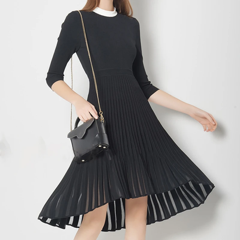 

Runway Sexy See-Through Mesh Knitted Women Midi Dresses Summer High Waist Split Dress Slim Fit Robe Office Ladies Vestidos