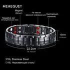 Meaeguet Casual Healthy Energy Bracelet Jewelry For Men Black Stainless Steel Chain Link Magnet Therapy Bracelets 15mm Wide