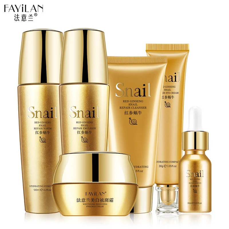 

French orchid, red ginseng, snail, whitening repairing six piece set of , skin care , moisturizing and cosmetics set box