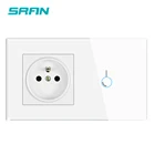 Французский сенсорный переключатель SRAN, панель из хрустального стекла, 110-250 В, 16 А, 146*86, настенная розетка с выключателем света, 3 комплекта, 1 канал