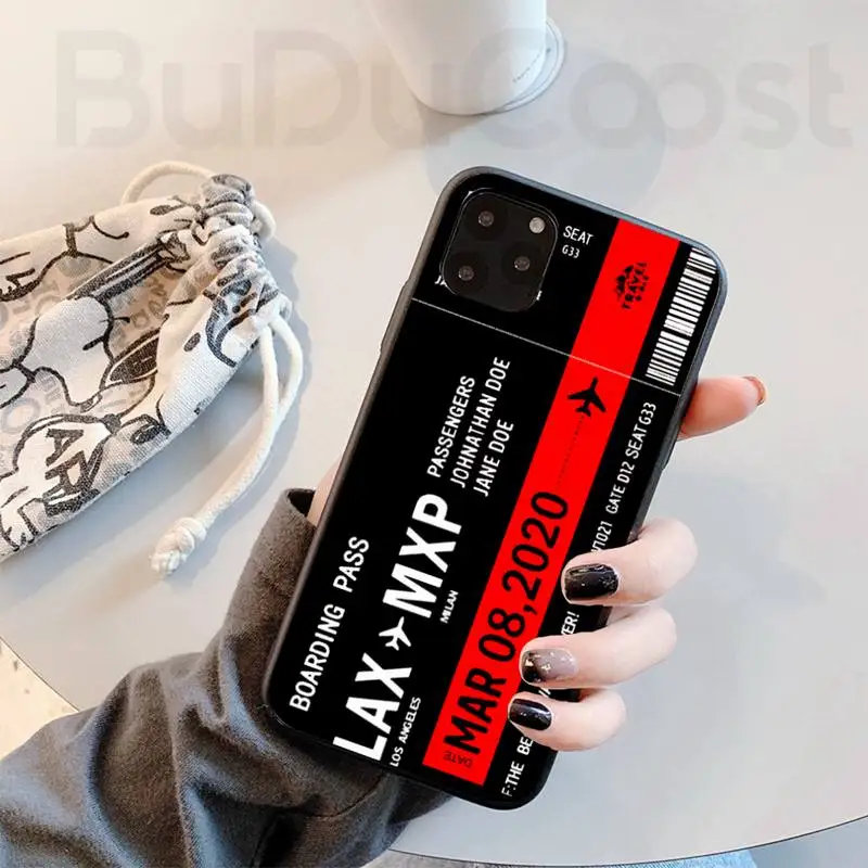 

First Class Personalised Plane Ticket Phone Case for iPhone 8 7 6 6S Plus X 5S SE 2020 XR 11 12 Pro mini pro XS MAX