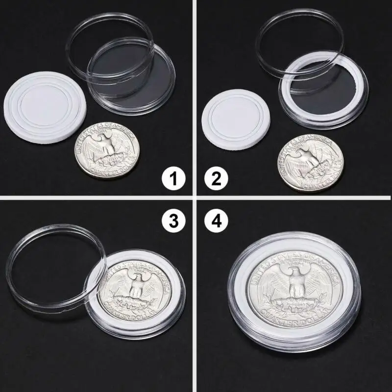 

100Pcs 17/20/25/27/30/Mm Coin Storage Cases Holder Clear Plastic Round Box Reusable Souvenir Coin Protective Collection Supplies