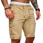 Шорты-карго мужские прямые, стильные рабочие штаны в стиле милитари, повседневные боевые винтажные, с карманами, на резинке, на лето