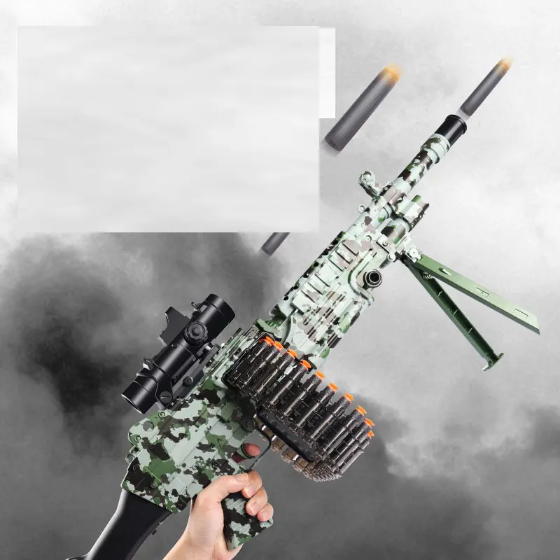 Пистолет-пулемет M249 электрический с мягкими пулями для детей и взрослых | Игрушки