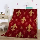 Фланелевое Флисовое одеяло Heraldic Red Lis, дорогая Королевская Золотая Лилия LYS цветочный узор, средневековая королевская французская Империя