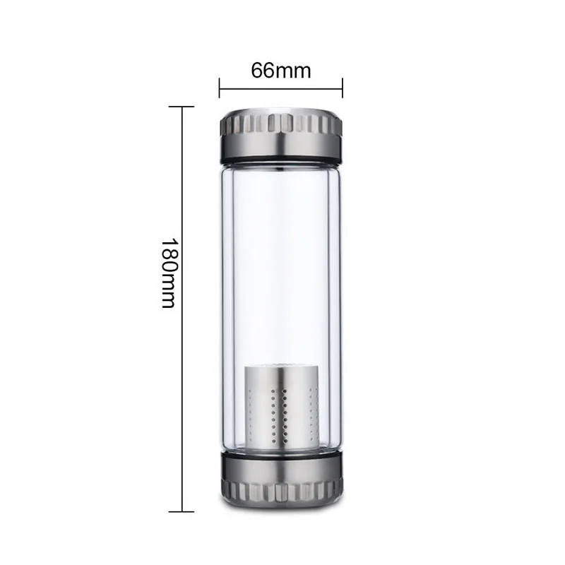 300ml 300/400 мл деловая стеклянная бутылка для воды бутылка с двойными стенками стеклянный спортивный стакан для воды из нержавеющей стали фильтр для заварки чая - Цвет: 300ml