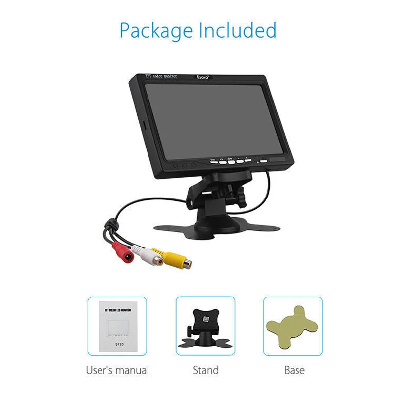 12V 24V 7 дюймов TFT ЖК дисплей Цвет HD монитор для автомобиля CCTV камера заднего вида