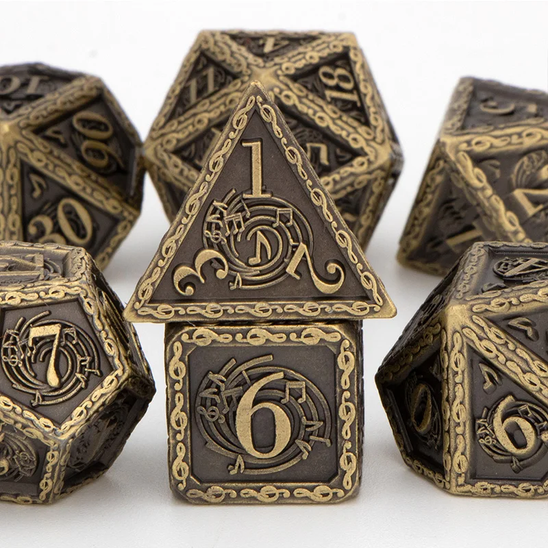 

Music Metal Dnd Dice Set Dungeon And Dragon D&D Polyhedral RPG MTG Role Playin Table Games Dice 7PCS D20 D12 D10 D% D8 D6 D4