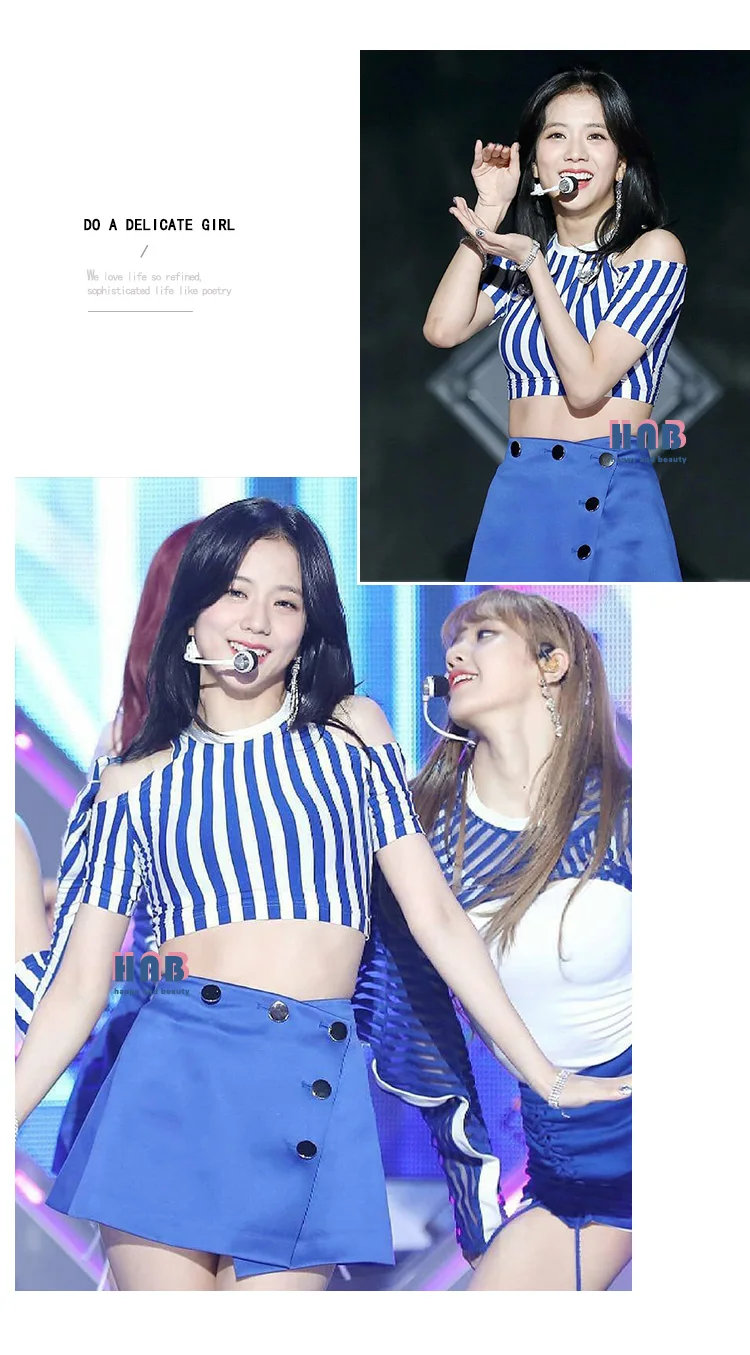 kpop BLACKPINK Lisa same new korean stage performance tops and skirt two piece set women sexy tshirt and pants 2 piece set