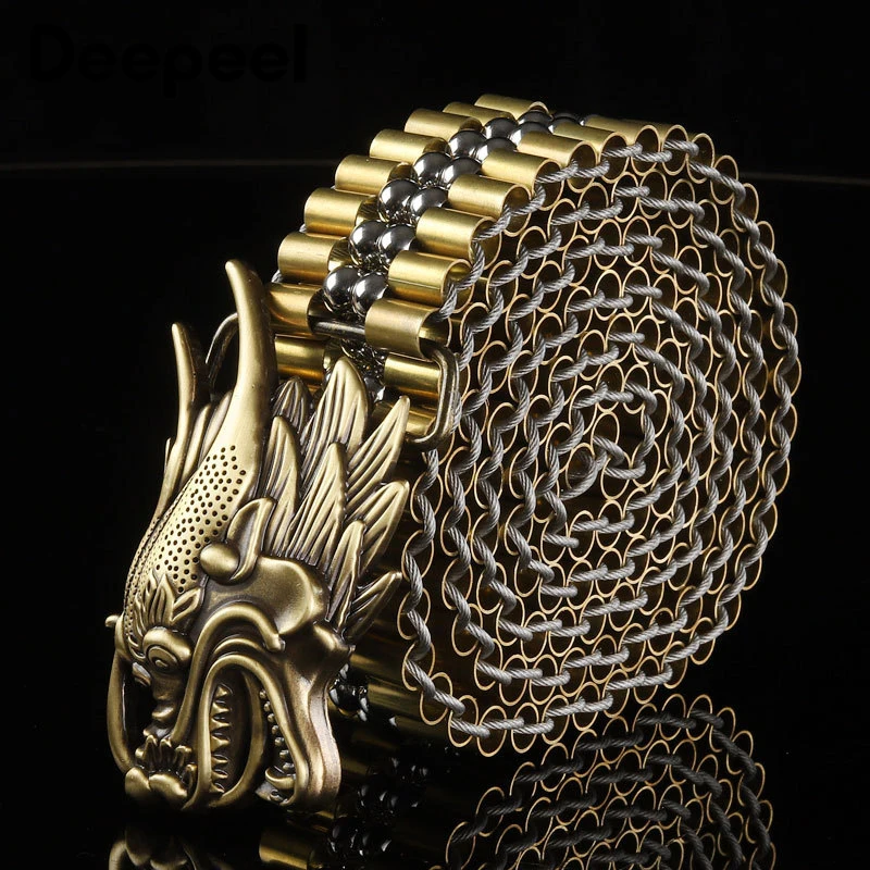 Deepeel, 1 шт., 3,5*100-120 см, модный роскошный ремень из чистой меди с гладкой пряжкой из нержавеющей стали, металлическая поясная цепь, дизайнерские ремни YB301
