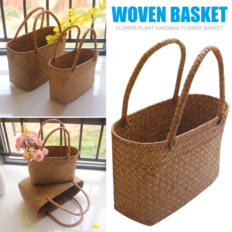 Seaweeds Woven Basket Flower Garden Succulent Bag Crafts Storage StockHome &amp Organization St | Дом и сад
