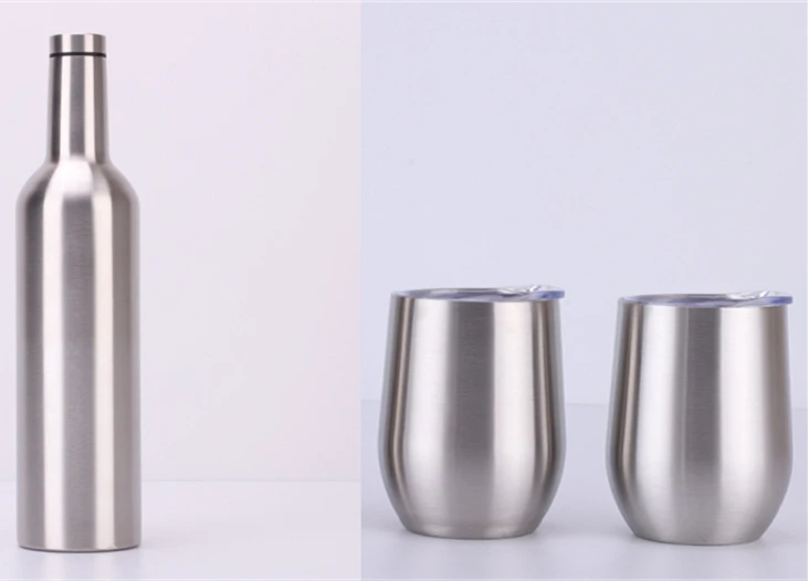 stainless 12oz 750ml Подарочный набор яйцо/флейта чашки различной формы глоток бокалы для вина и 750 мл бутылка из нержавеющей стали изолированные вакуумные воды кофе термос кружки - Цвет: stainless 12oz 750ml