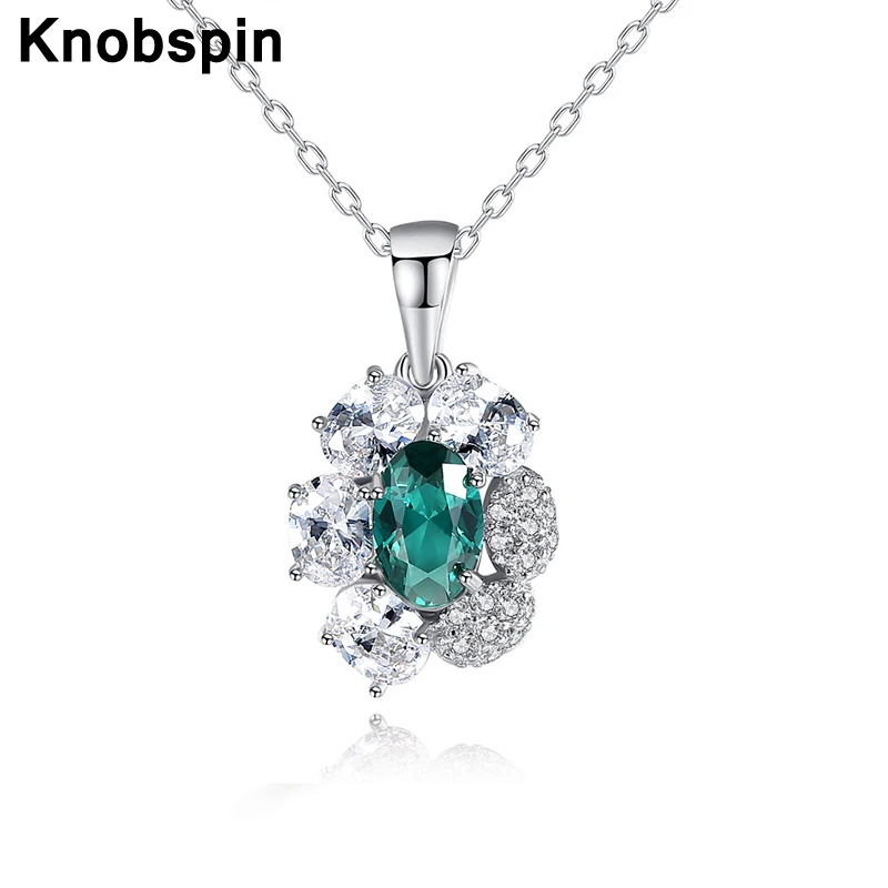 

Knobspin 100% 925 Sterling Silver Full Sunflower Wedding Pendant Necklace For Women High Carbon Diamond Fine Jewelry Wholesale