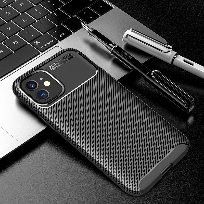 Case For iphone 13 12 11 XS Pro Max Carbon Fiber Soft Silicone Case For iphone XR X 6S 6 7 8 Plus SE 2020 Shockproof Back Cover