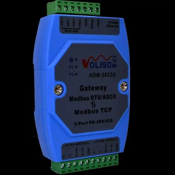 ADM 5832G промышленный 2 портовый сервер шлюза Modbus MODBUS RTU/асци в TCP порт sup PLC