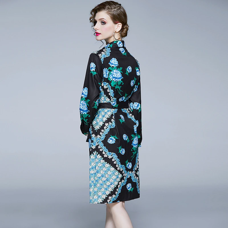 2019 на весну с винтажным цветочным принтом платье для женщин одежда высшего