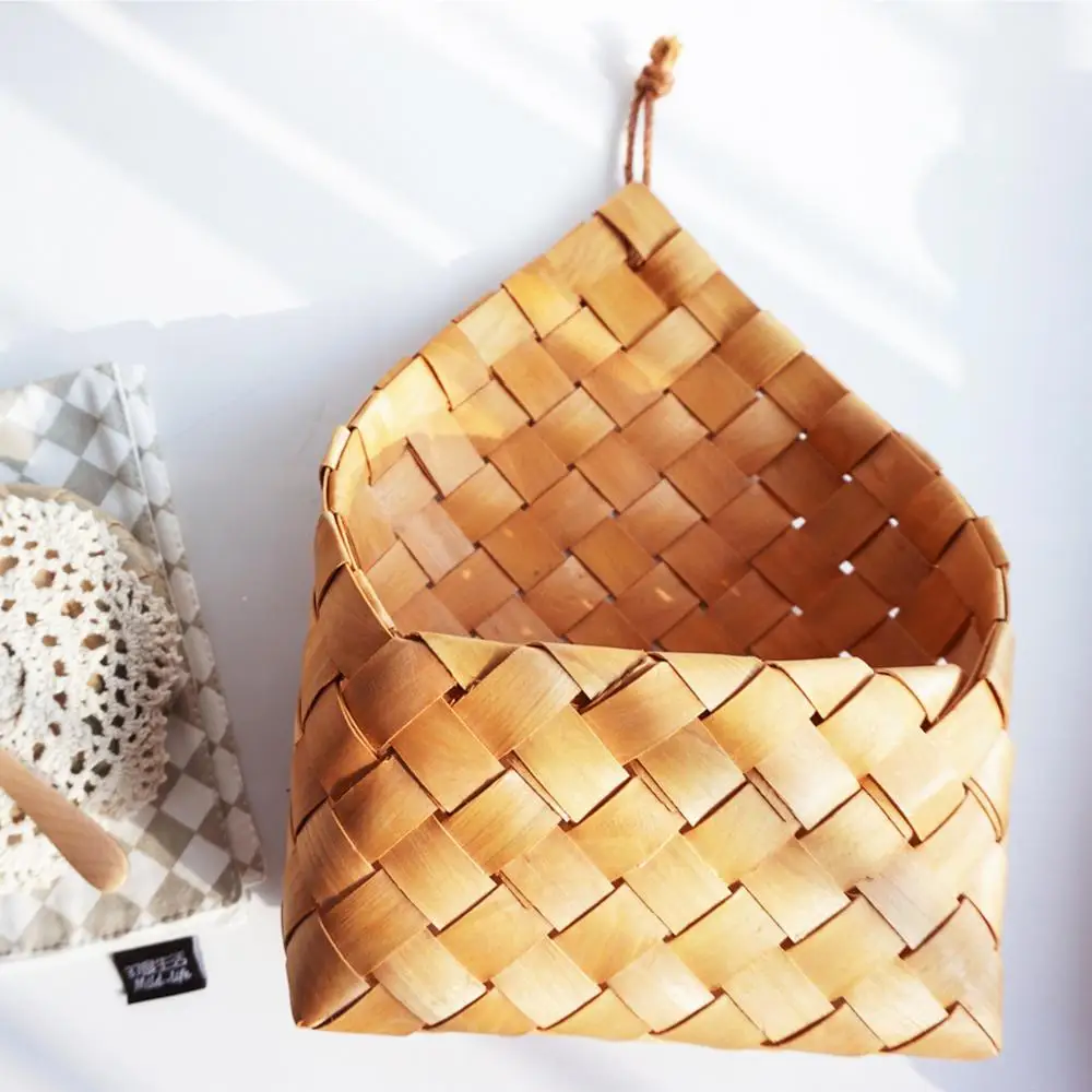 Настенная корзина для хранения Бамбуковая ткань ручной работы фотография 2022 1 шт.