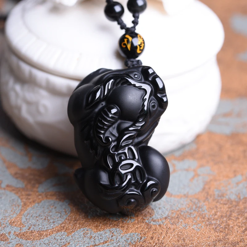 

Natural Obsidian Pixiu Pendant Jewelry Fine Jewelry Lucky to ward off evil spirits Auspicious Safety Amulet Pendant Jewelry