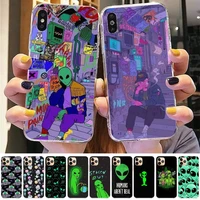 toplbpcs aesthetics cartoon alien space phone case for iphone 11 12 13 mini pro xs max 8 7 6 6s plus x 5s se 2020 xr cover