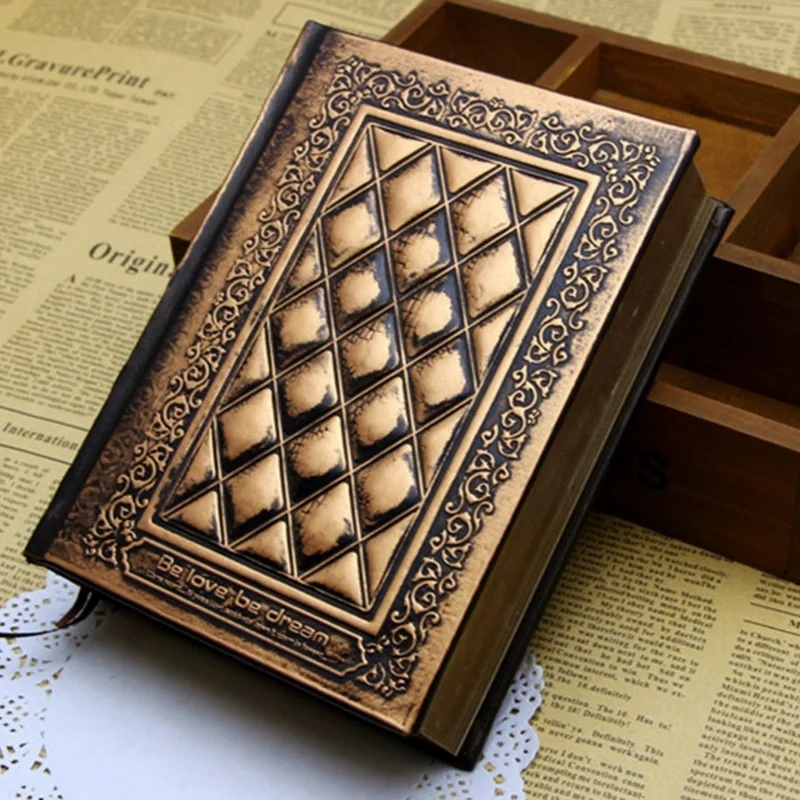 Бронзовая Ретро пустая внутренняя страница блокнот в твердом переплете кожаная