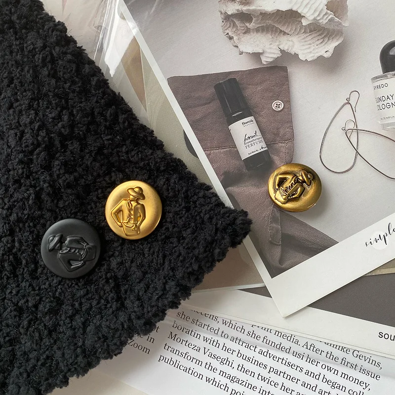 Luxury Metal Buttons Gold Settings For Clothing Coat Cuff Decoration Diy Crafts Supplies Apparel Retro Sewing Shank Button 6pcs | Дом и сад